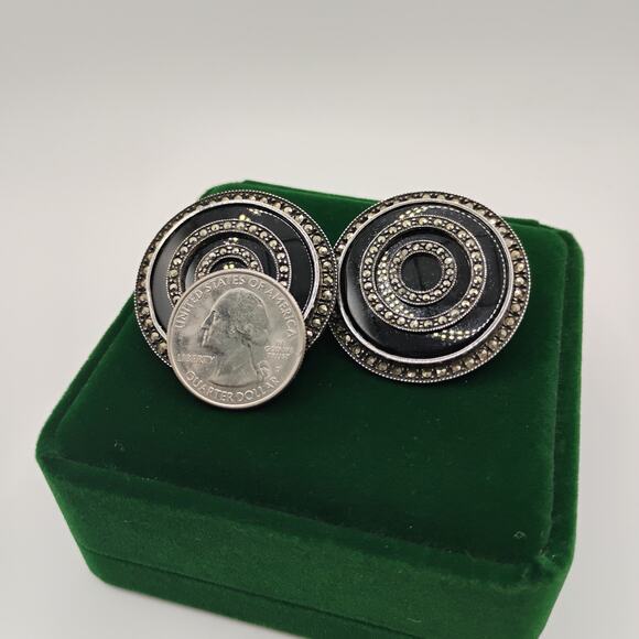 Judith Jack Enamel and Marcasite Earrings in Sterling Silver - Picture 3 of 4
